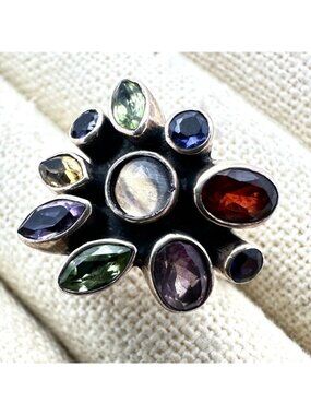 Nicky Butler Multi Gemstone Ring Sterling Silver Size 7